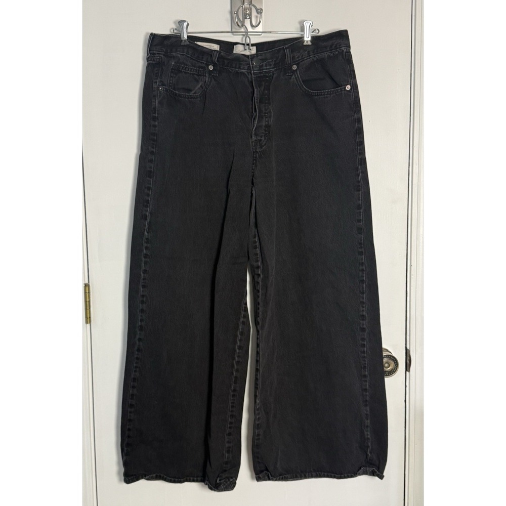 Universal‎ Threads Super Wide Leg 100% Cotton Black Denim Jeans Women's 14 90's